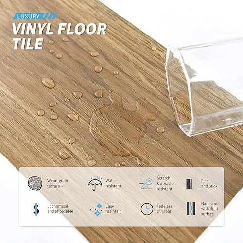 Miniatura 4 de Art3d Paquete de 36 baldosas de vinilo de 54 pies cuadrados para despegar y pegar, aspecto de madera, adhesivo e impermeable para dormitorio, sala