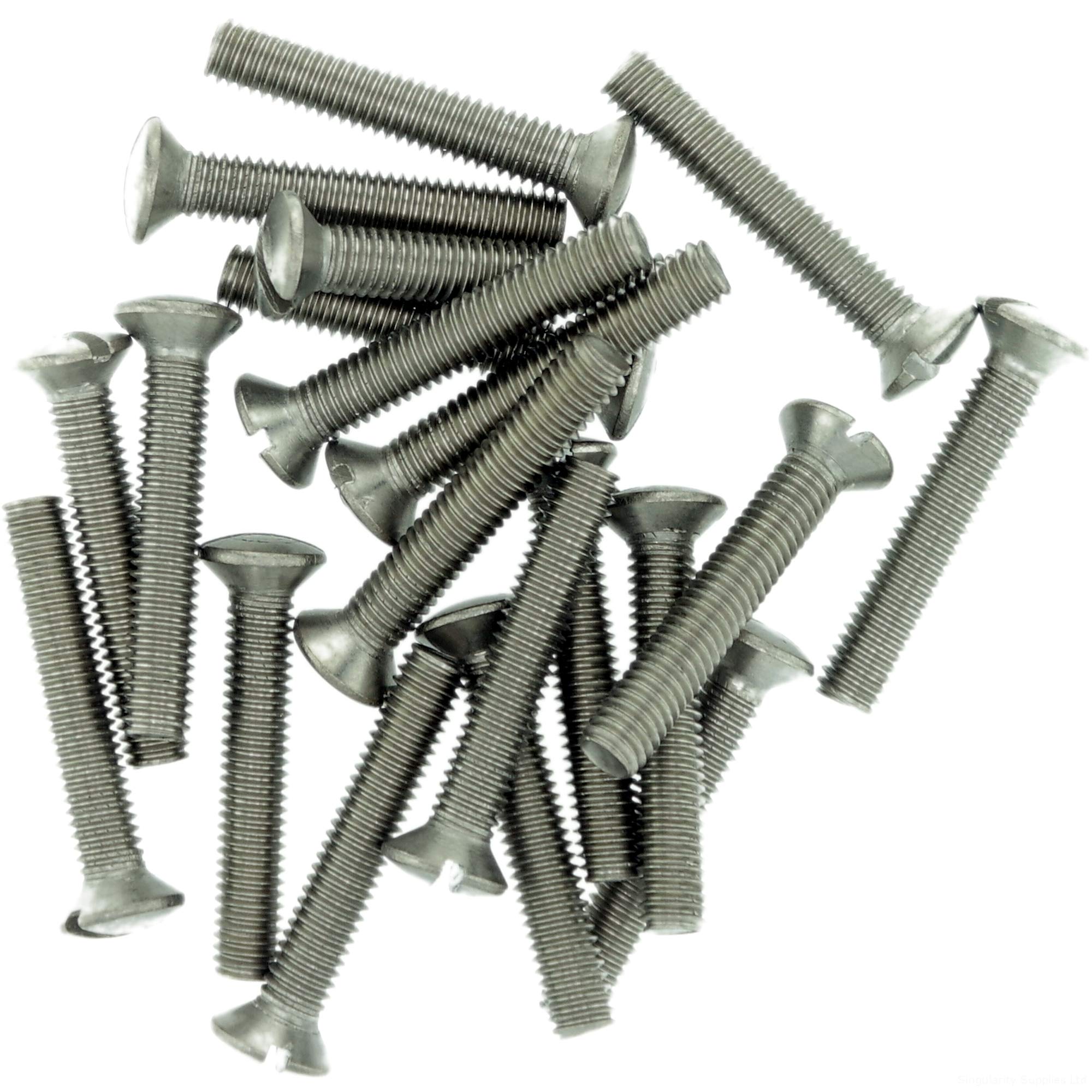 Singularity Supplies M6 (6Mm X 45Mm) Slot Raised Countersunk Machine Screw (Bolt) - Stainless Steel (A2) (Pack Of 20)