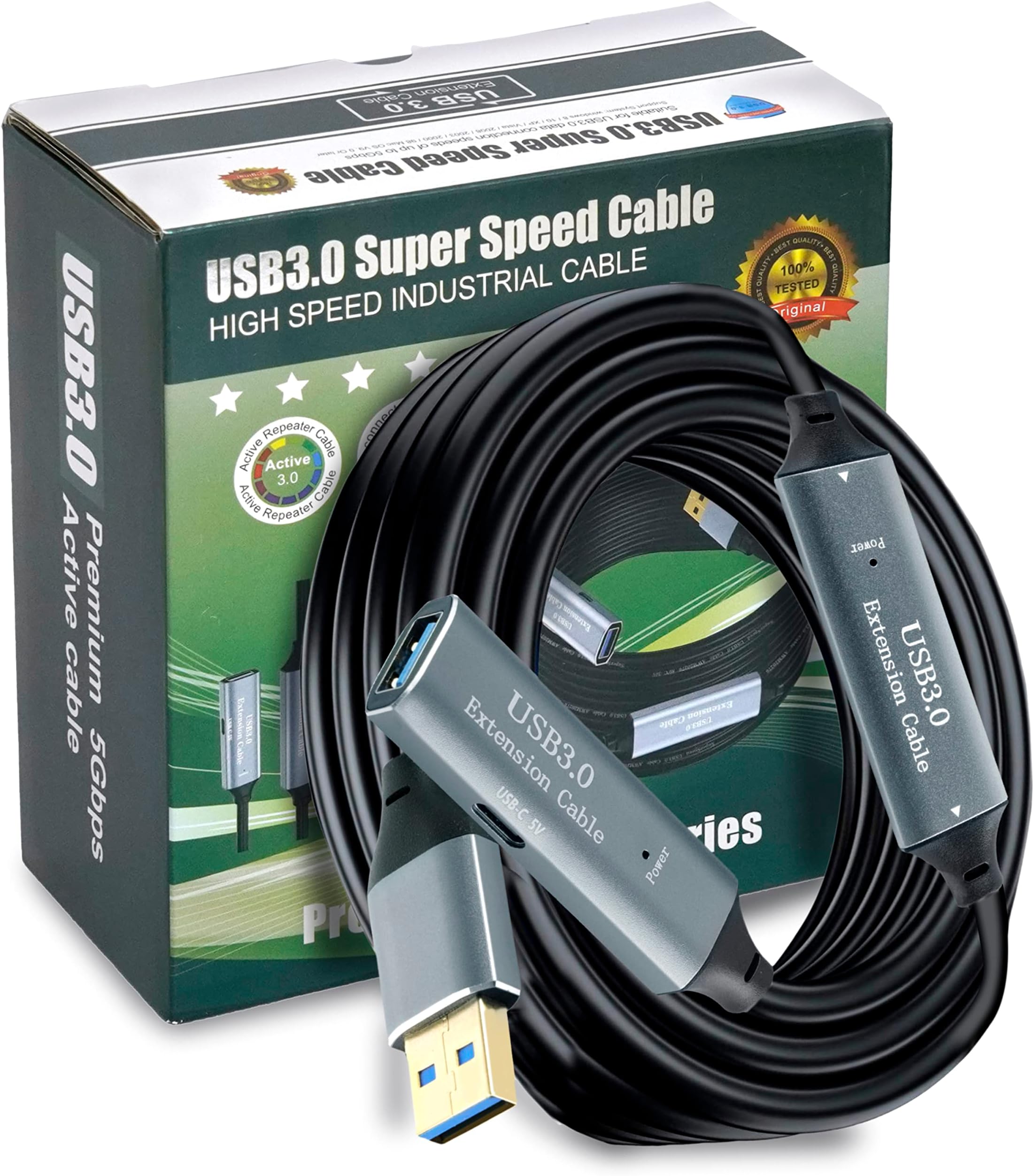 Storite 10M Active USB 3.0 Extension Cable USB 3.0 Male to Female Extender Cord with Signal Booster Compatible with Game Consoles, Printer, Camera, Steam VR, Flash/Hard Drive, Laptop