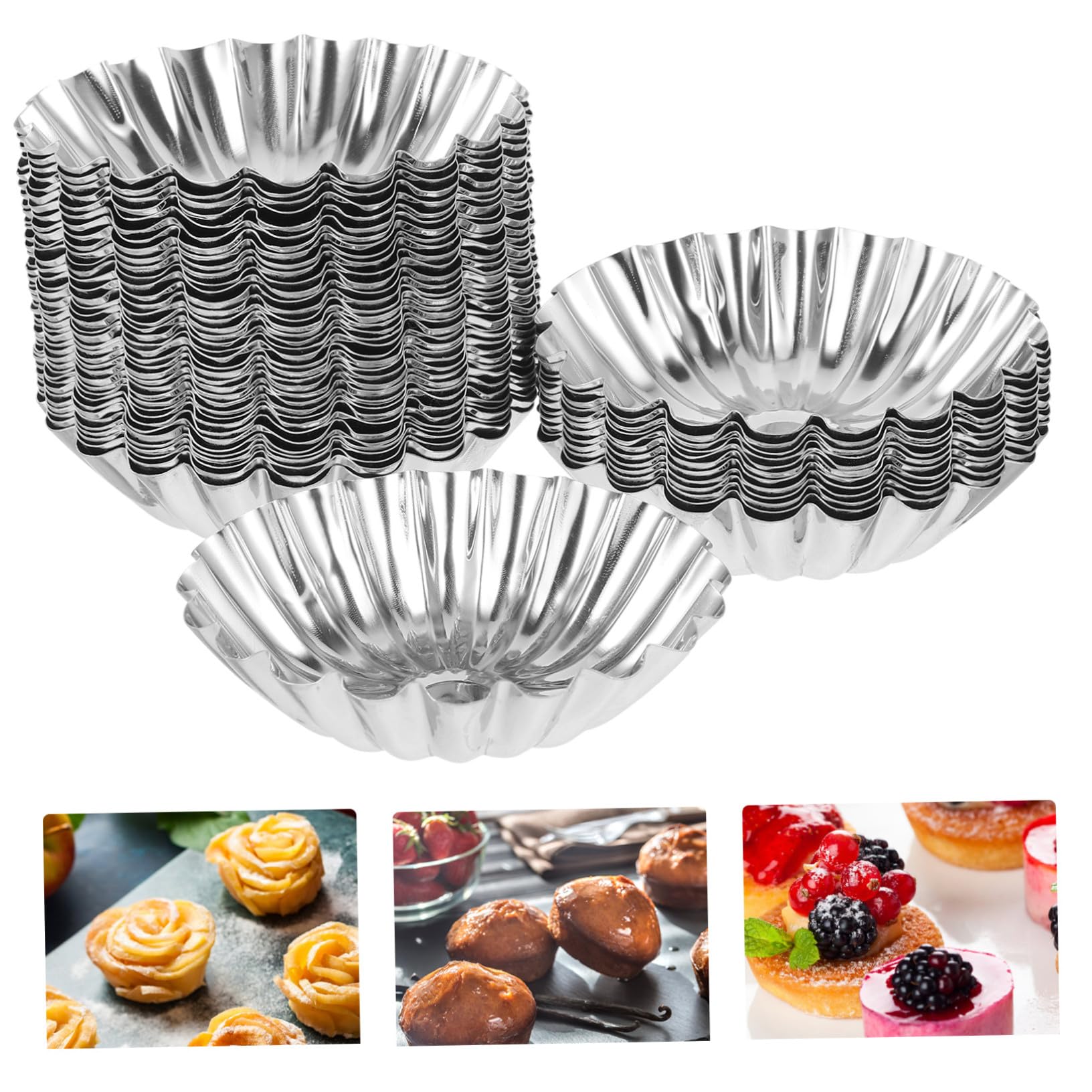 STOBAZA Moules à Tartelette en Acier Inoxydable 430, Lot de 50 Pièces
