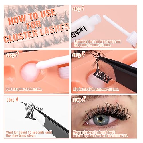 Miniatura 6 de Kit de extensiones de pestañas individuales, pestañas de manga y pestañas en racimo, 2 estilos de pestañas en racimo de pestañas de aspecto natural