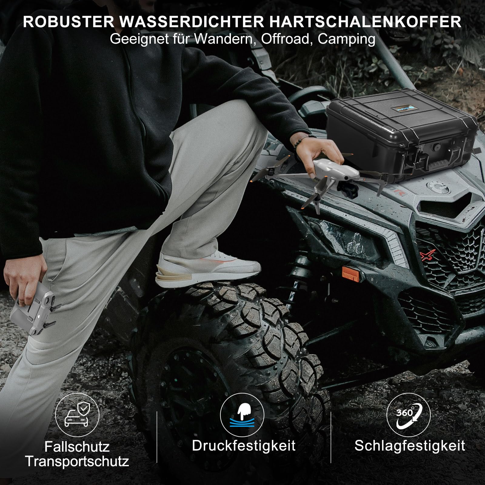 LEKUFEE Wasserdichter Hartschalenkoffer für DJI Air 3S Drohne/Air 3 Fly More Combo,DJI RC N3/N2/RC 2 Fernbedienung und Zubehör (Nur Koffer)