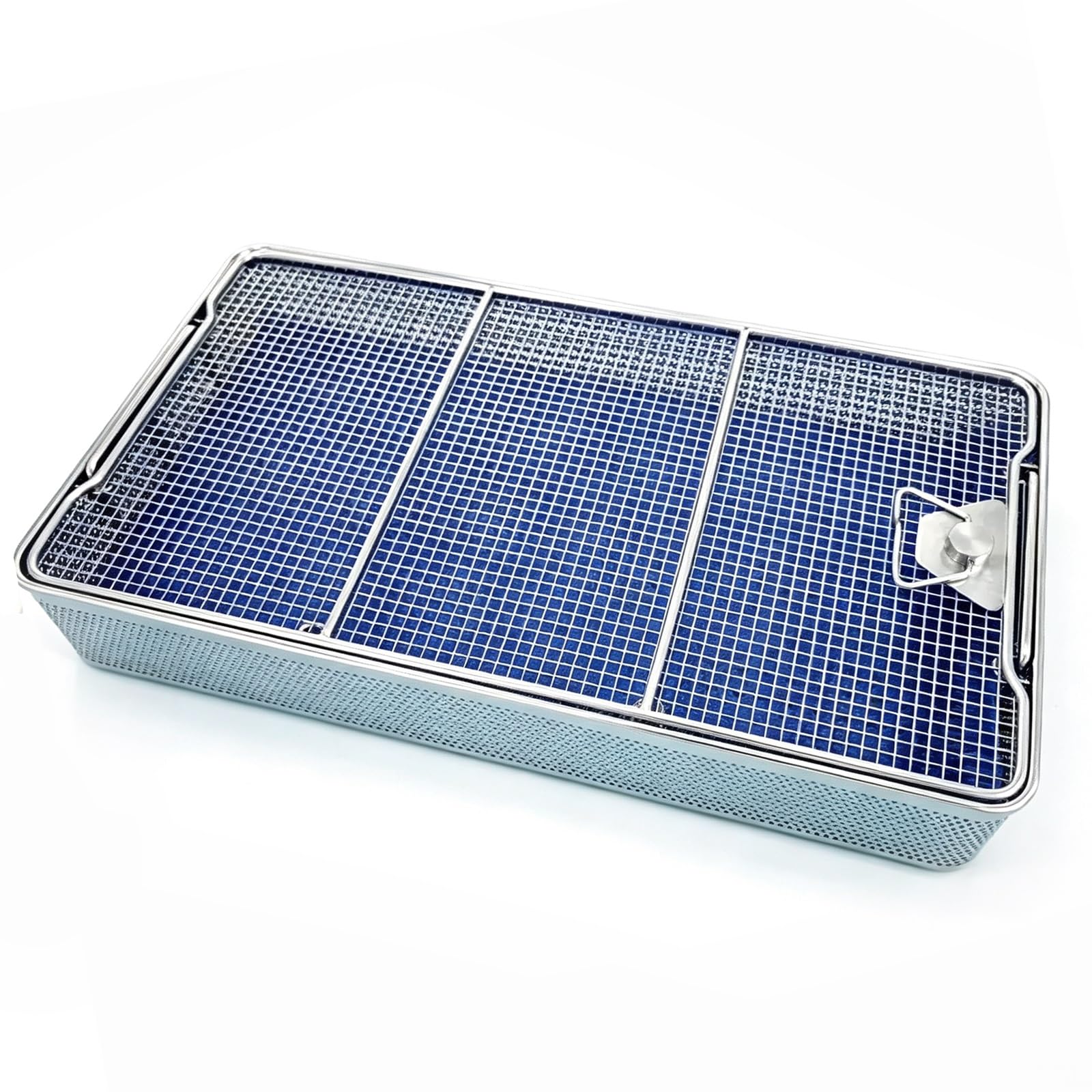 Cesta de esterilización de acero inoxidable 304 con tapa para instrumental médico de 50x30cm