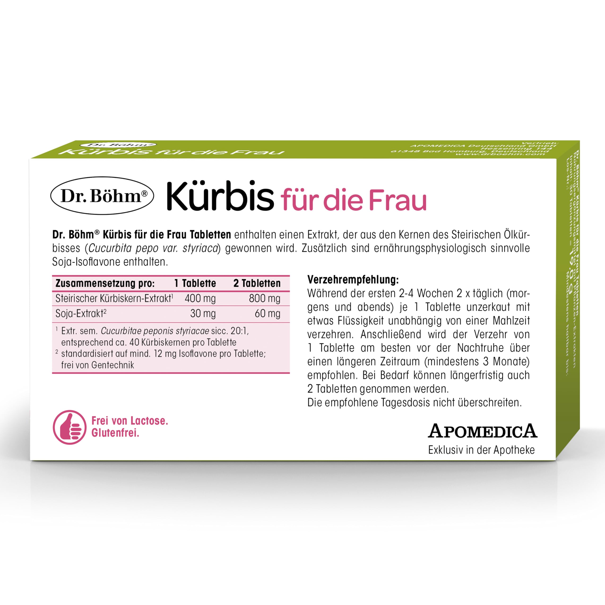 Dr. Böhm Kürbis für die Frau – hochkonzentrierter Kürbis‑Extrakt – pflanzliche Unterstützung für Frauen, gut verträglich – 60 Tabletten
