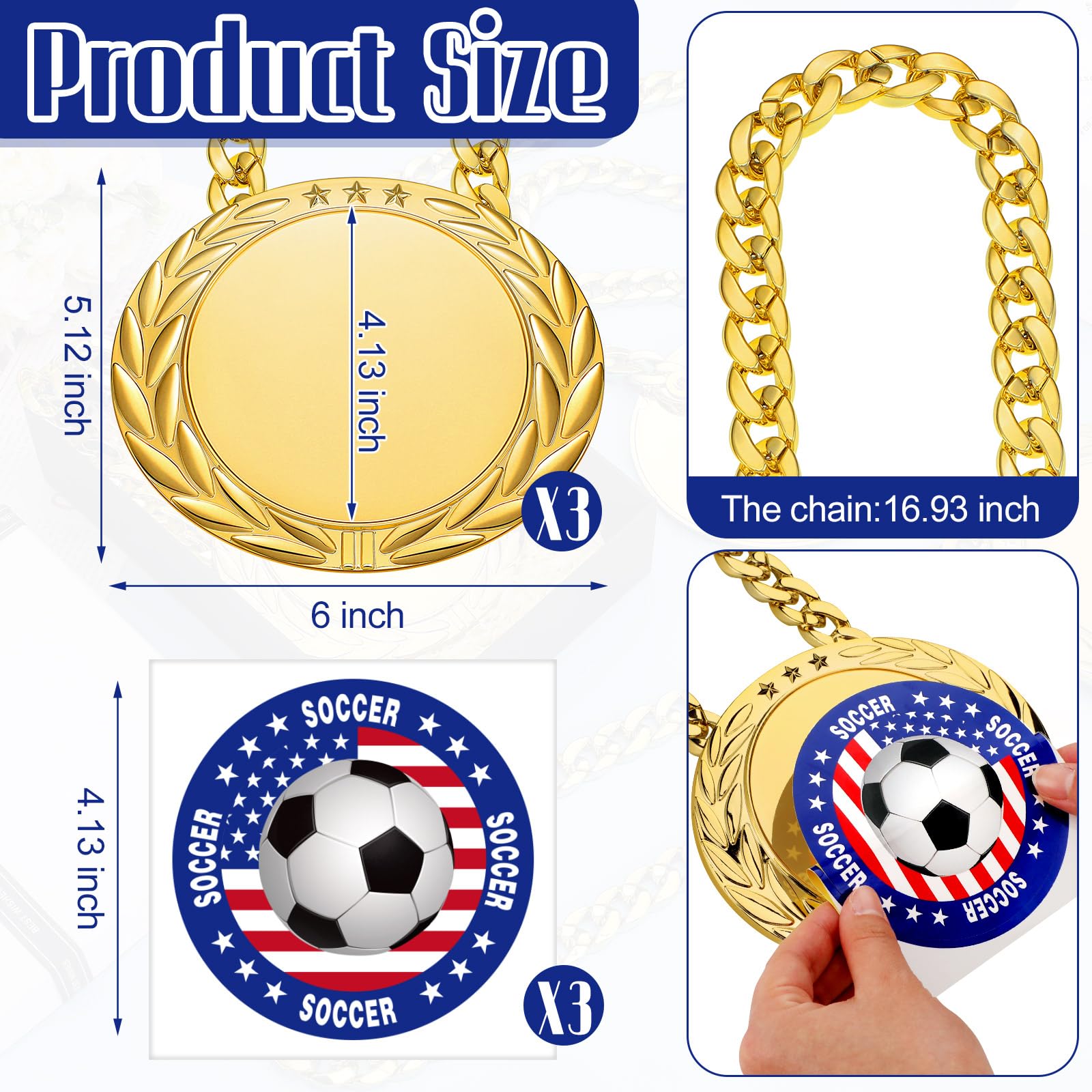 Snapklik.com : 3 Set Patriotic Sports Turnover Chain Medal Greatest Of ...