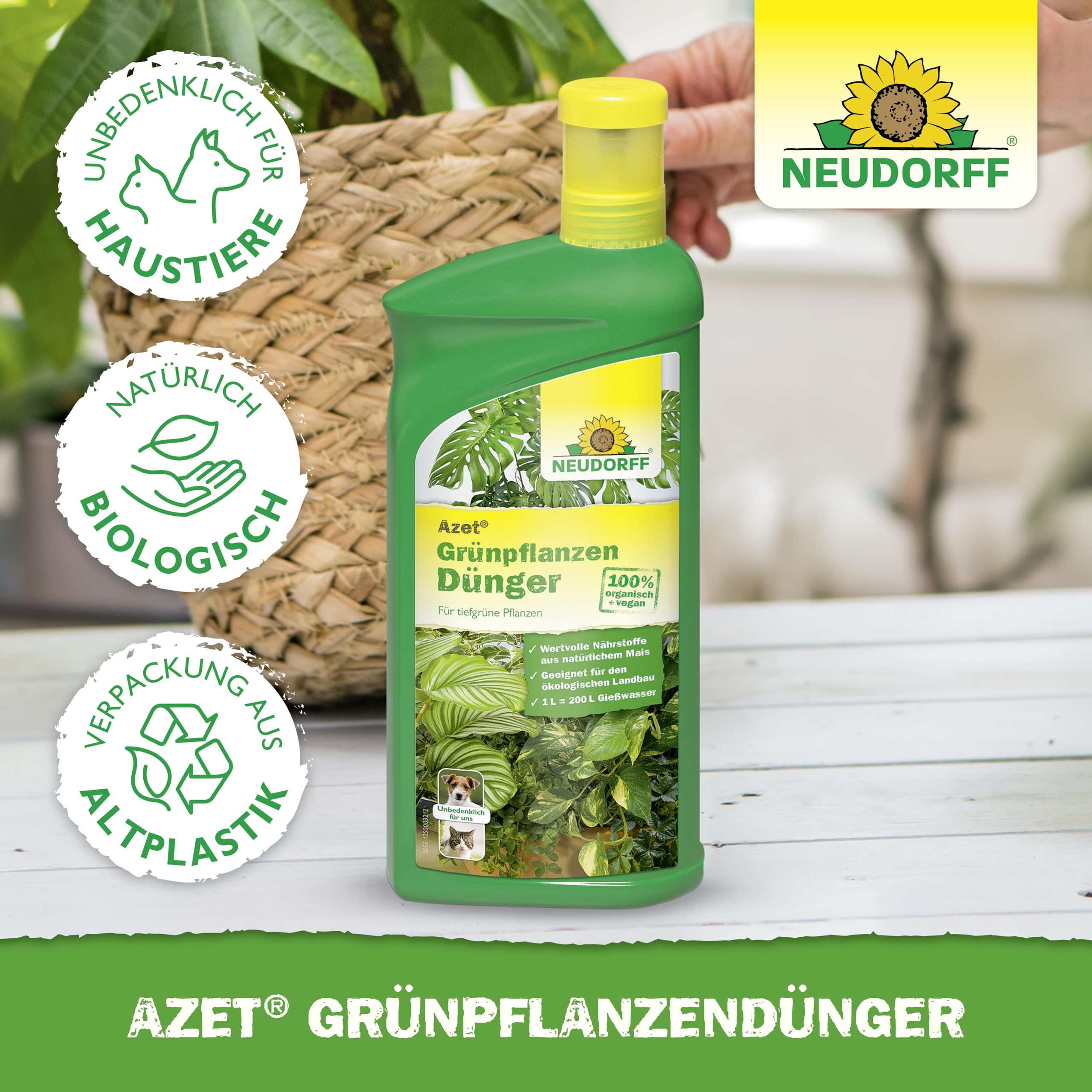 Neudorff Azet Grnpflanzendnger 1L - 100% natrlicher Dnger  Zimmerpflanzen fr schnelles Wachstum - Palmendnger fr tiefgrne Bltter  aller ...