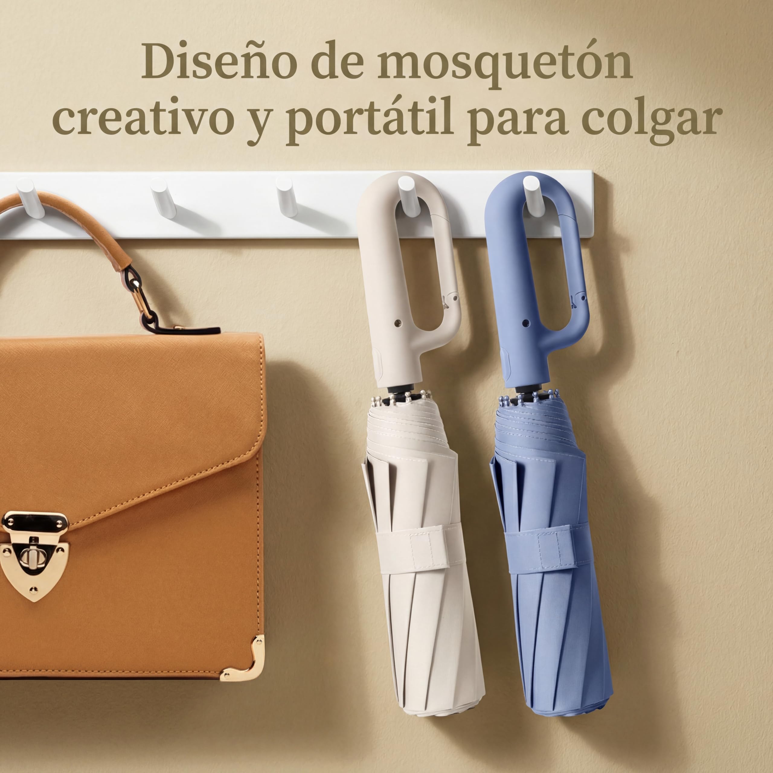 clippy paraguas automático reforzado 10 varillas fibra de vidrio acero resistente al viento impermeable plegable portátil viaje protección UV UPF50+ apertura cierre automático