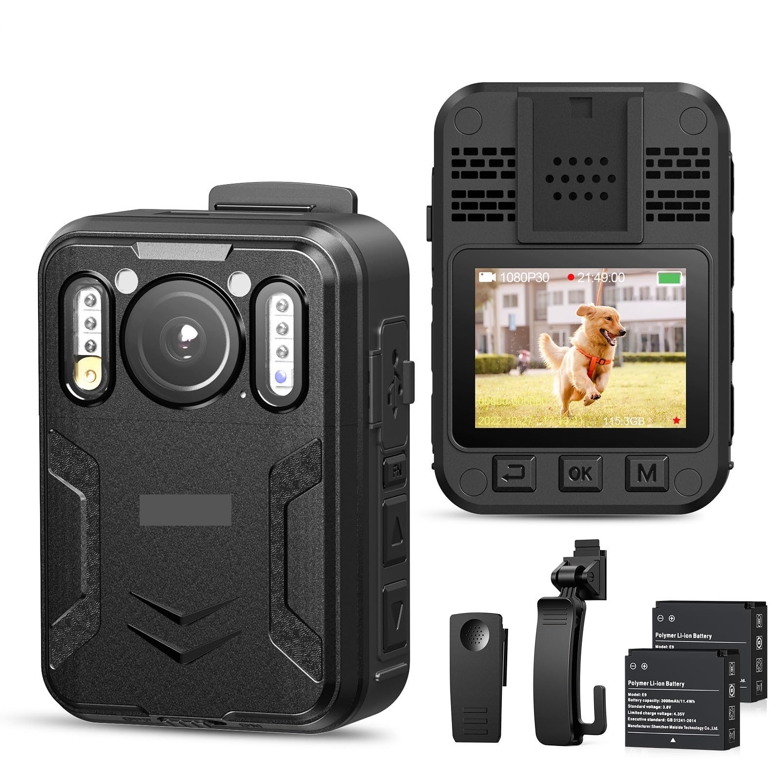 CVFRDD B4K2 128G 4K Small Body Camera GPS Police Cam Two 3000mAh Batteries 16H Recording Mini Camcorders With Charging Dock
