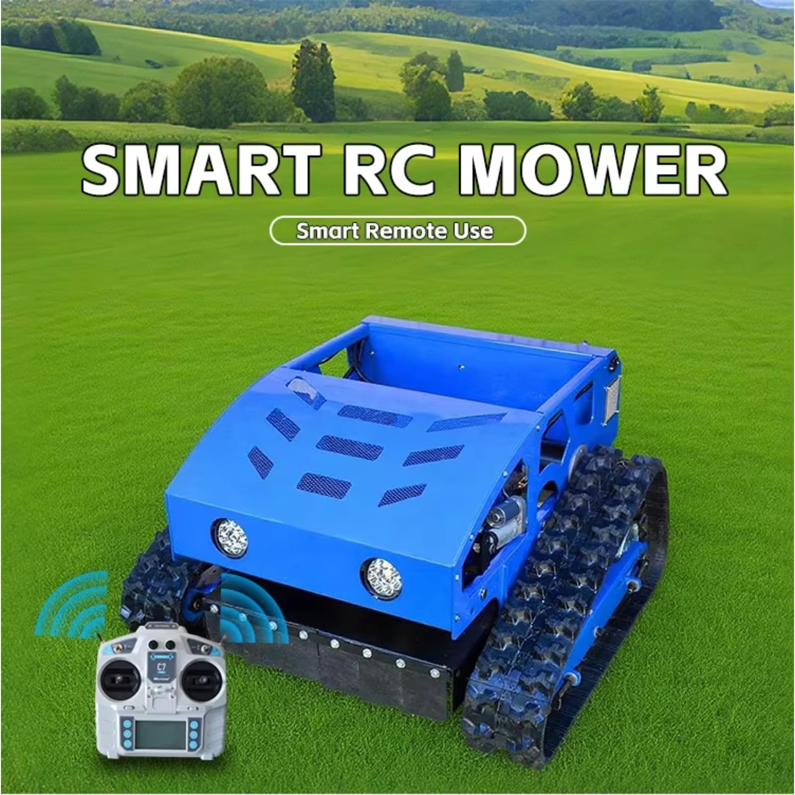 Cortacésped robot de límite virtual, cortador de césped con navegación GPS sin cables | Robot cortacésped de jardín para patios residenciales y parques con corte inteligente y altura de corte ajustable