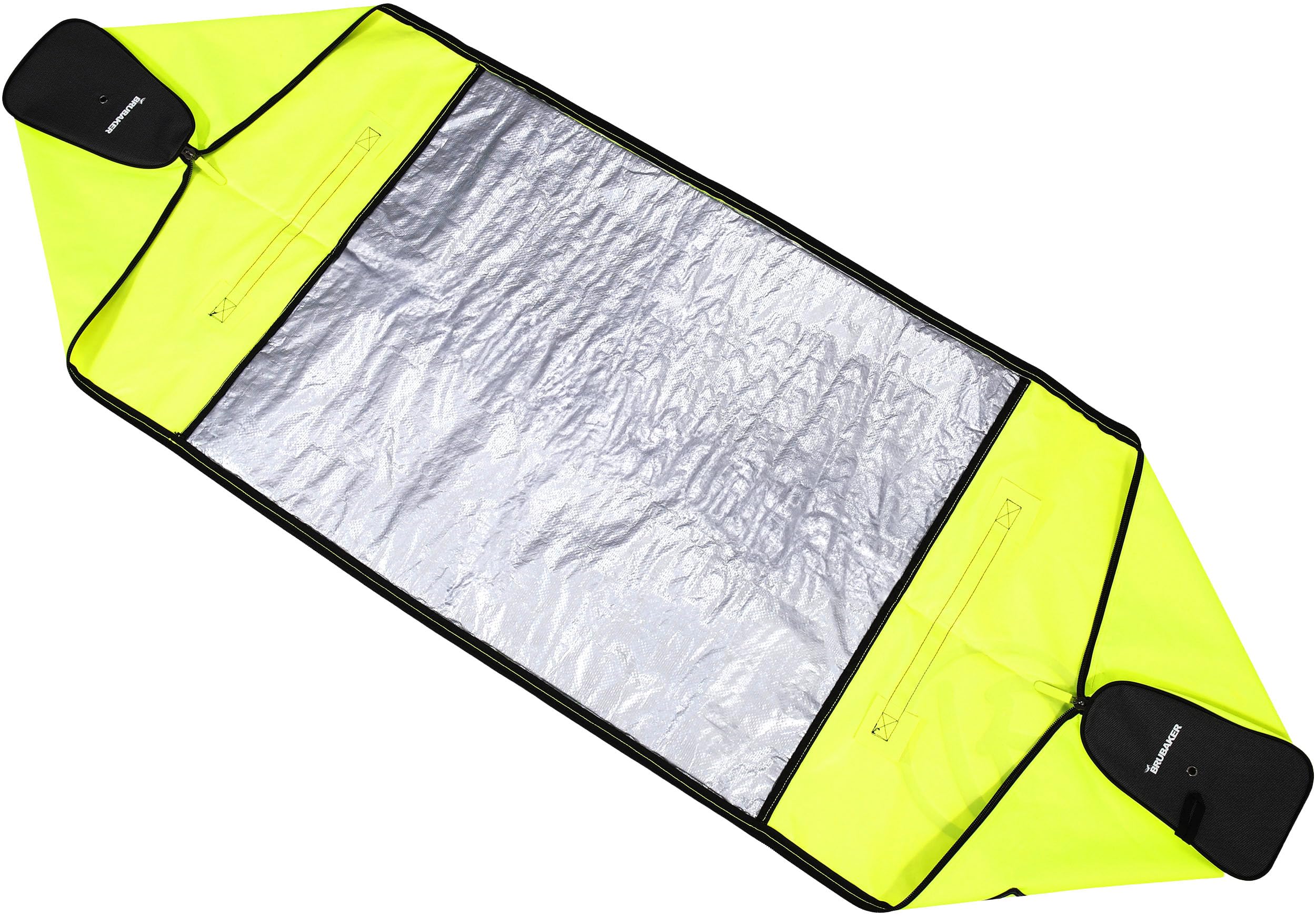 BRUBAKER Skitasche Carver Champion Neon Gelb Schwarz - Gepolsterter Skisack für 1 Paar Ski und Stöcke - Reißfester Ski Bag 170/190 x 34 x 34 cm