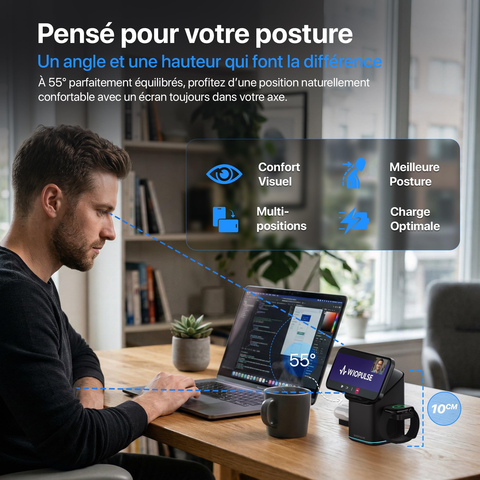 Station Charge 3en1 sans Fil pour iPhone Apple Watch AirPods