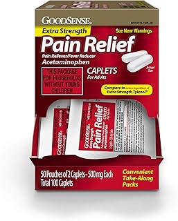 Good Sense Extra Strength Acetaminophen Caplets 500 mg, Pain Reliever and Fever Reducer, Easy Open Cap, 100 Count