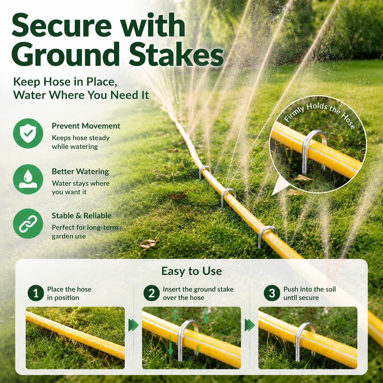 Tubo flessibile per irrigazione da giardino da 4,6 m, confezione da 3 pezzi, per giardino, giardino, irrigazione a goccia (confezione da 3)