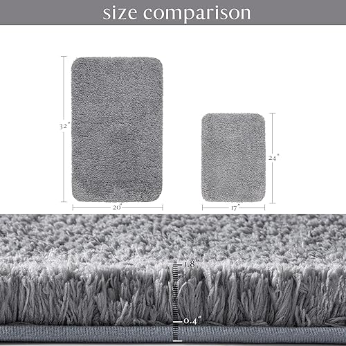 Miniatura 9 de Ashler - Juego de 2 alfombras de baño rojas, 2 piezas, tapetes de baño rectangulares de microfibra suave, lavables a máquina, 17 x 24 y 20 x 32