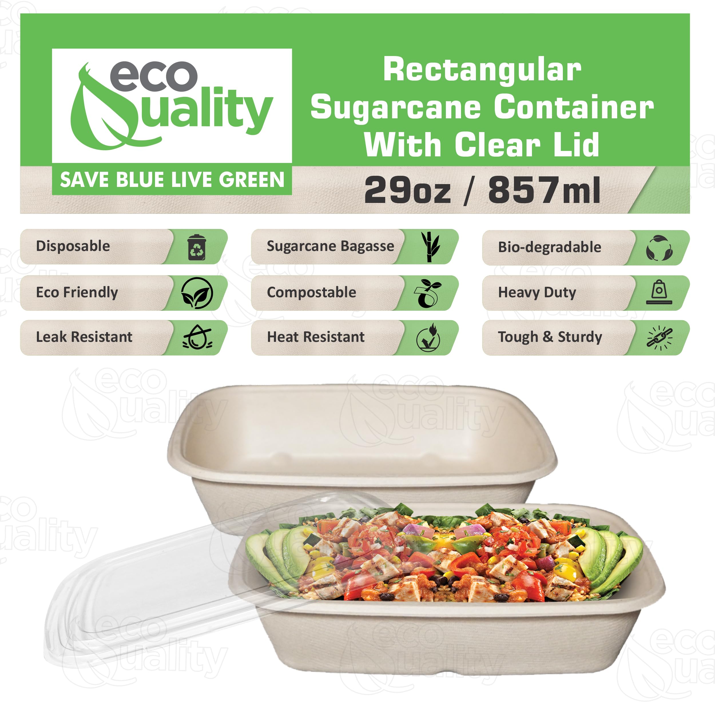 60-Pack Disposable Food Containers - 29oz Compostable Lunch Bowls With Lids For Meal Prep