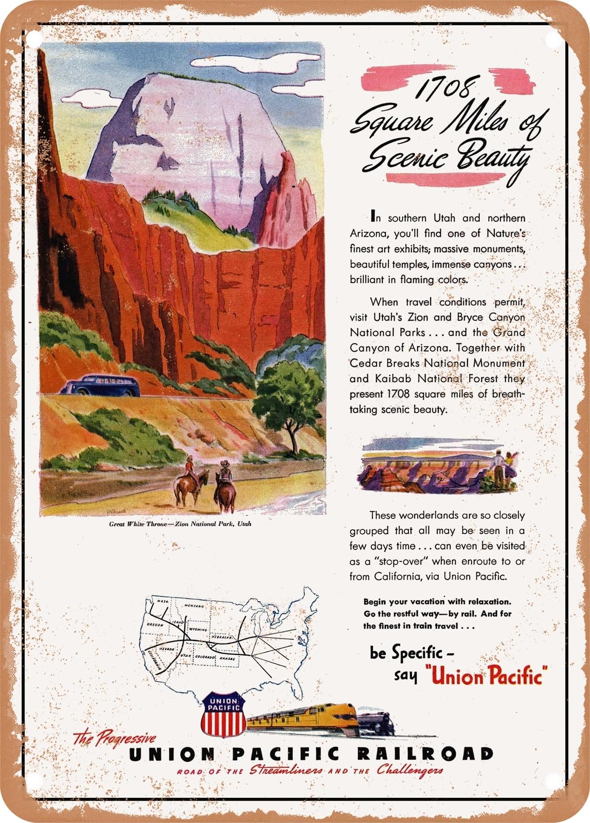 Miaomansenstore Metal Sign - 1947 Visit Your Western Wonderlands Up Railroad 2 Vintage Ad Home Decor