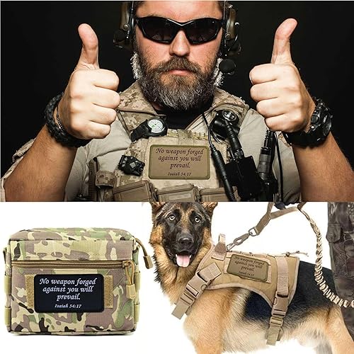 Miniatura 5 de Parche táctico con versículo bíblico de Jesús de Isaías 54:17 de 2 x 3.5 pulgadas, sin arma forjada contra ti, prevalecerá el emblema bordado para