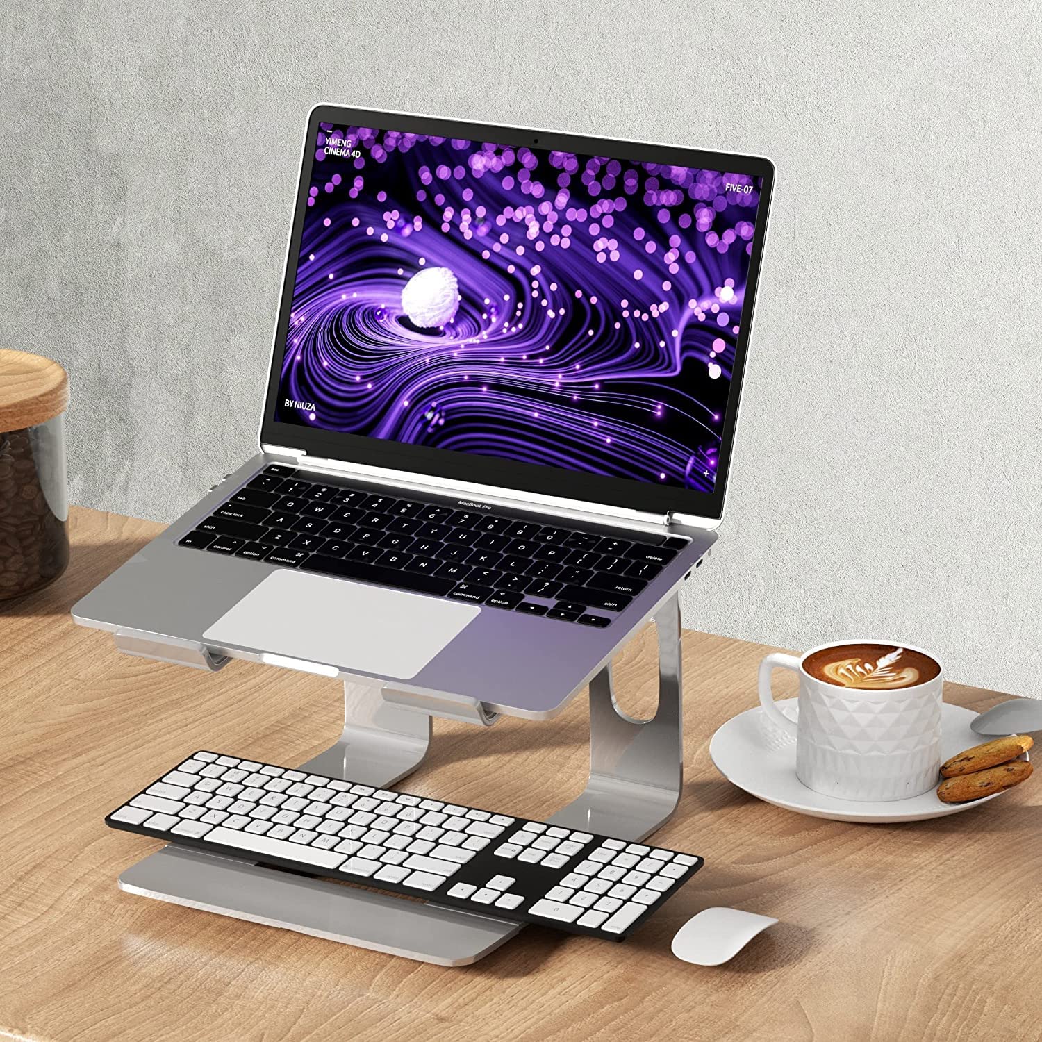 Laptop Supporto per lavorare ergonomico [Elevatore per laptop per scrivania, Supporto per laptop in alluminio robusto, Notebook/MacBook Pro/MacBook Air supporto] argento
