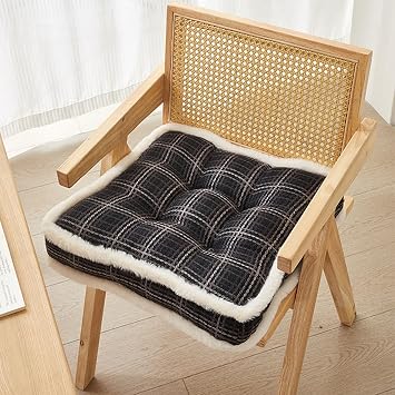Square Dining Chair Cushions, 3" Thick Dining Chair Pads With Ties, Soft Tufted Non-Slip Seat Cushion For Indoor Kitchen Dining Furniture, Washable Floor Pillow Cushion For AdultsColorBlack