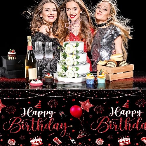 Miniatura 7 de Tudomro 6 manteles rectangulares de plástico para decoración de cumpleaños, para baby shower, suministros de fiesta de cumpleaños, 108 x 54 pulgadas