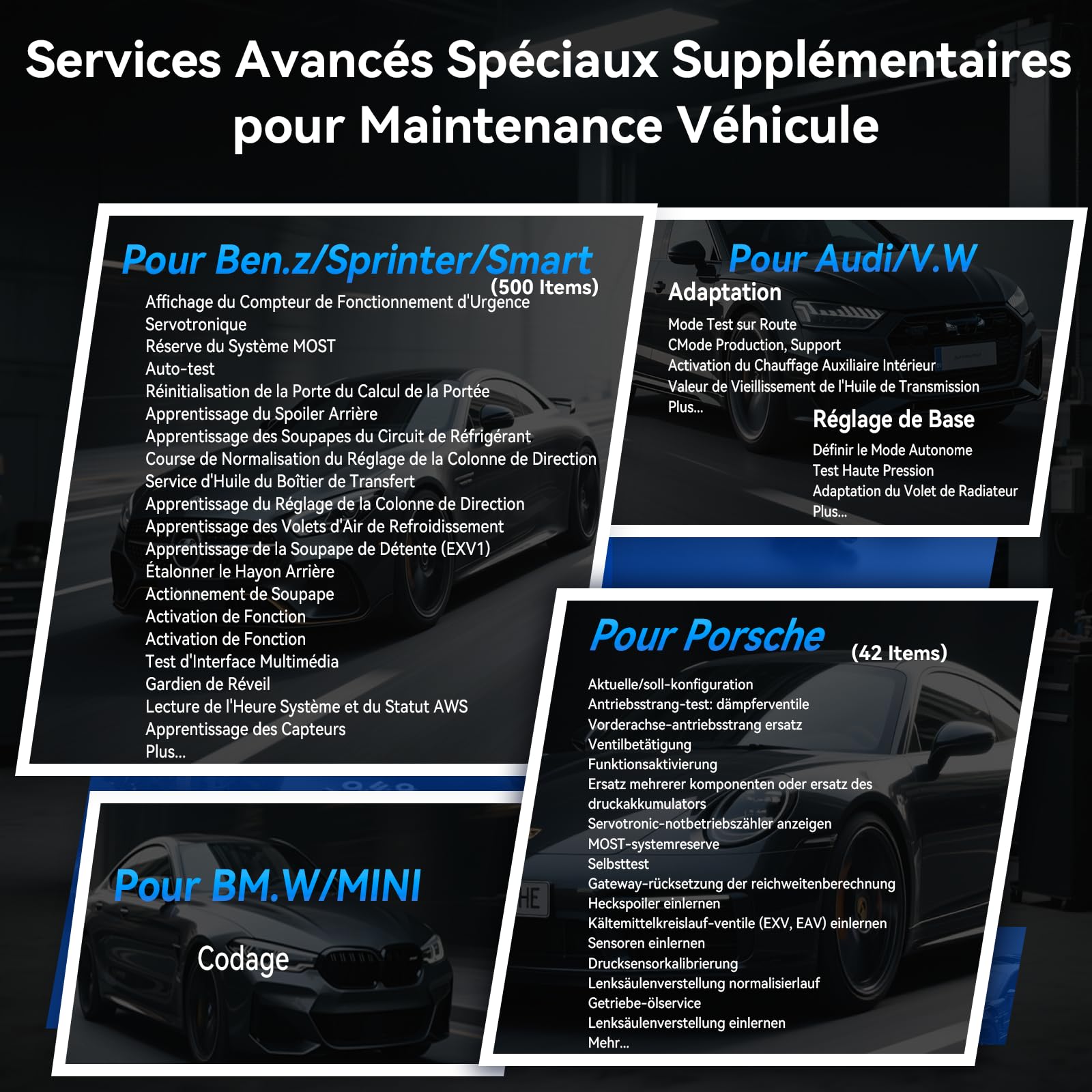UR400 Valise Diagnostic Auto Multimarque pour Porsche/Benz/BMW/Audi/VW, OBD2 Diagnostic Français pour Tous Les Systèmes, 49 Fonctions pour Maintenance, AutoVIN,Test Actif Bidirectionnel