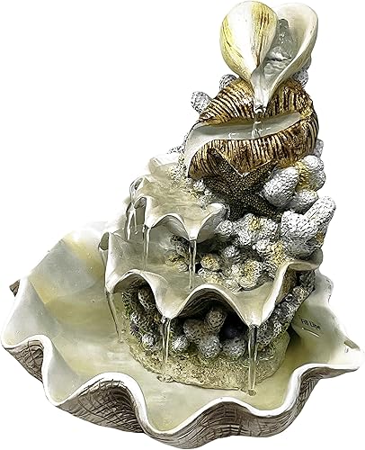 Miniatura 4 de Fuente de carcasa de arrecife de coral de 10.5 pulgadas de alto para interiores con luces LED y bomba de motor ajustable (cable de alimentación