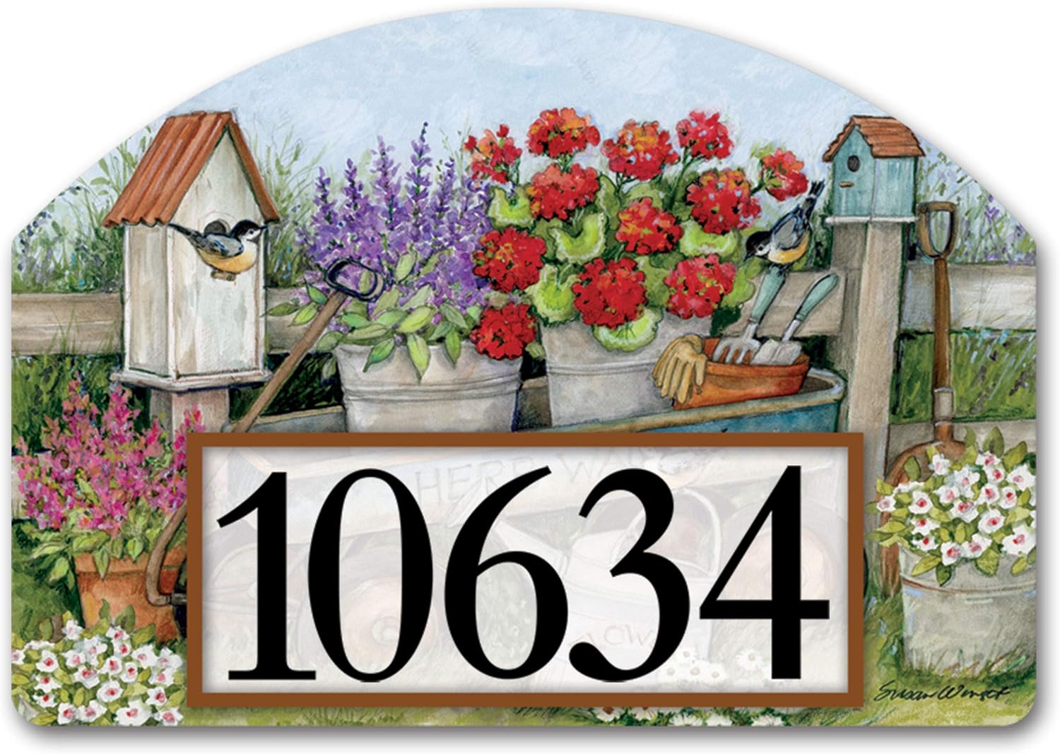 Yard Design Studio M Garden Wagon Decorative Address Marker Yard Sign Magnet, Made in USA, Superior Weather Durability, 14 x 10 Inches