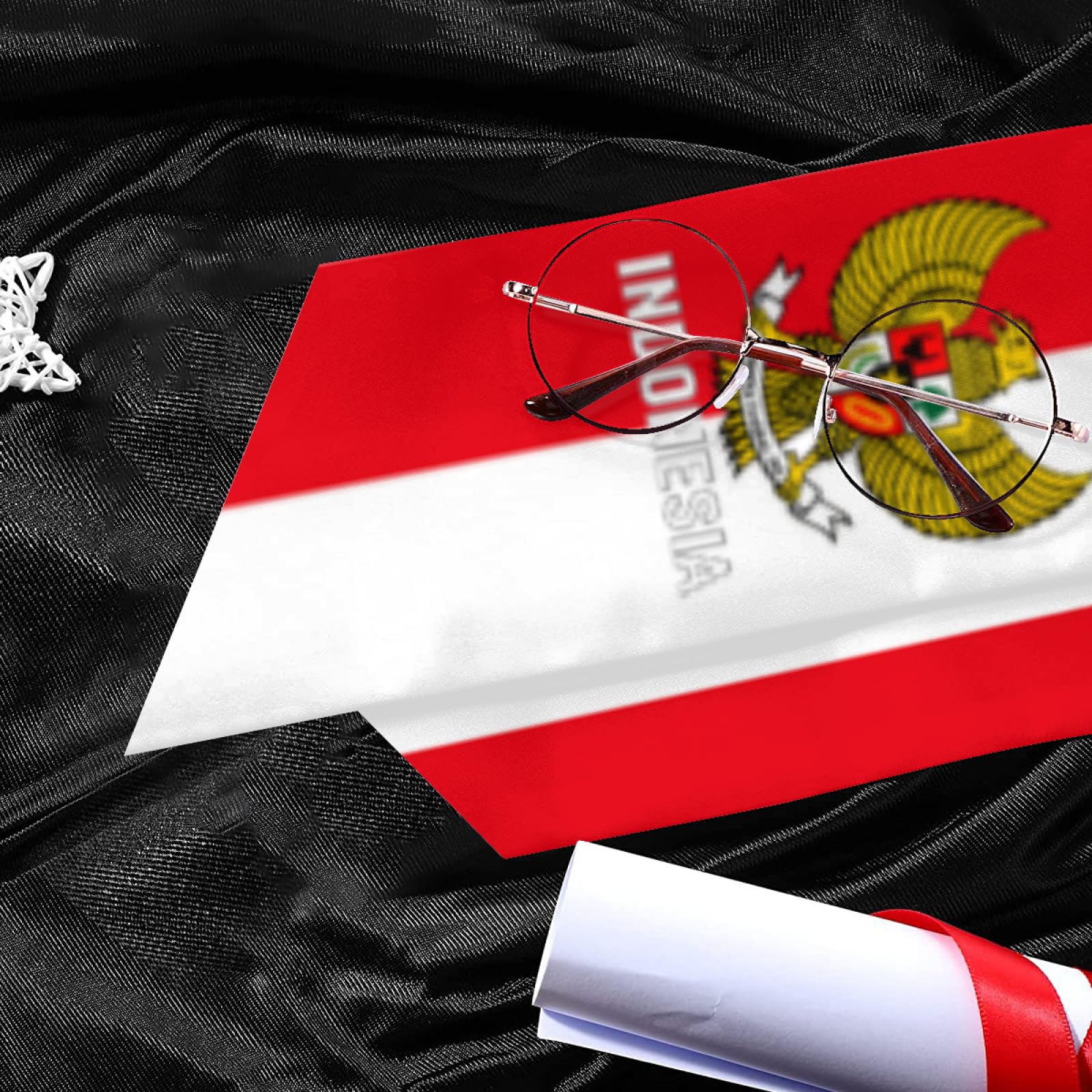 Vintage Indonesia Indonesian Flag Graduation Stole Shawl Sash for Men Women Unisex Adult Double Sided Lightweight Scarf Class of 2025 Graduate Gift for Study Aboard International Students