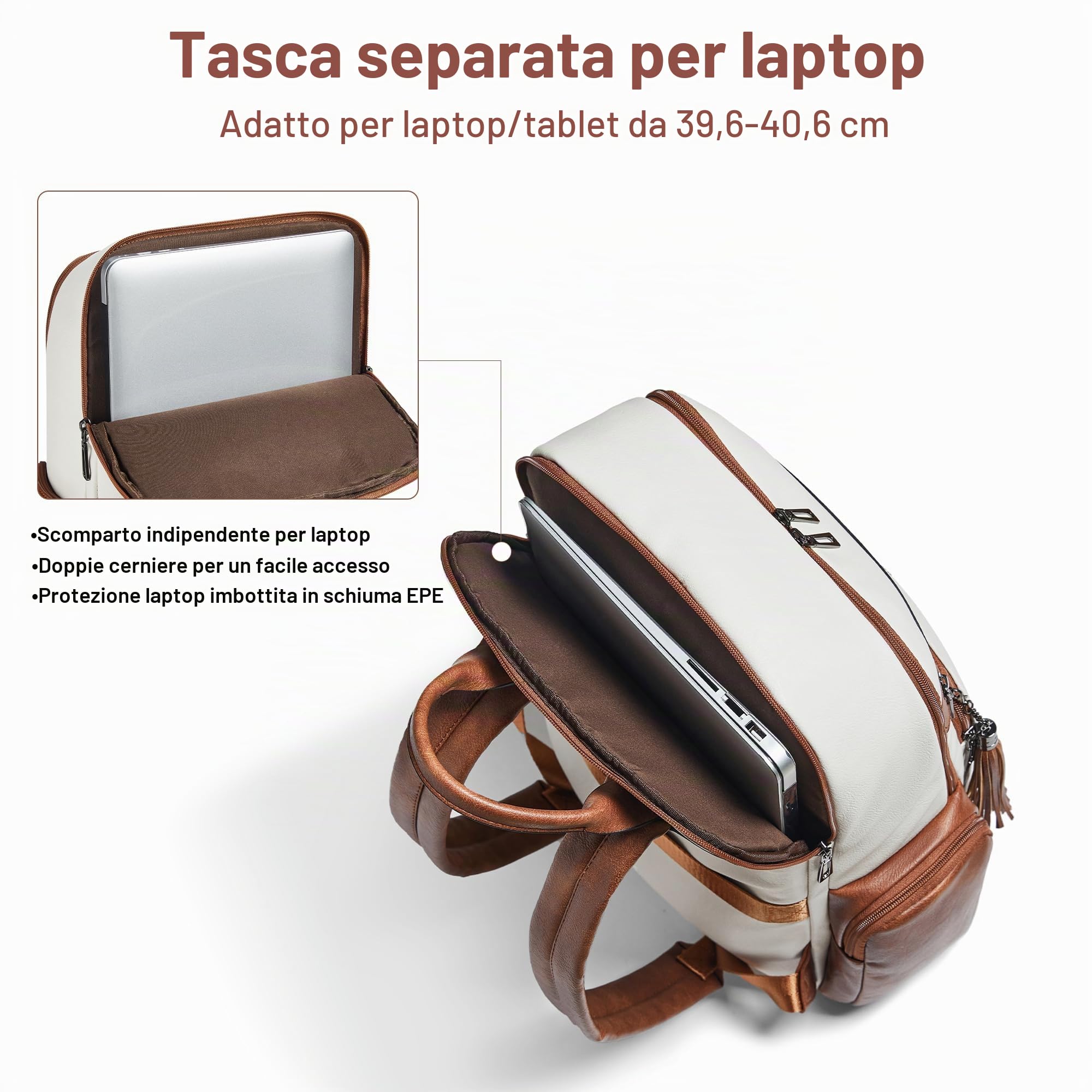 Shrrie Zaino per computer portatile per le donne si adatta al laptop da 16 pollici, zaini di designer per le donne con scomparto per computer per l'azienda