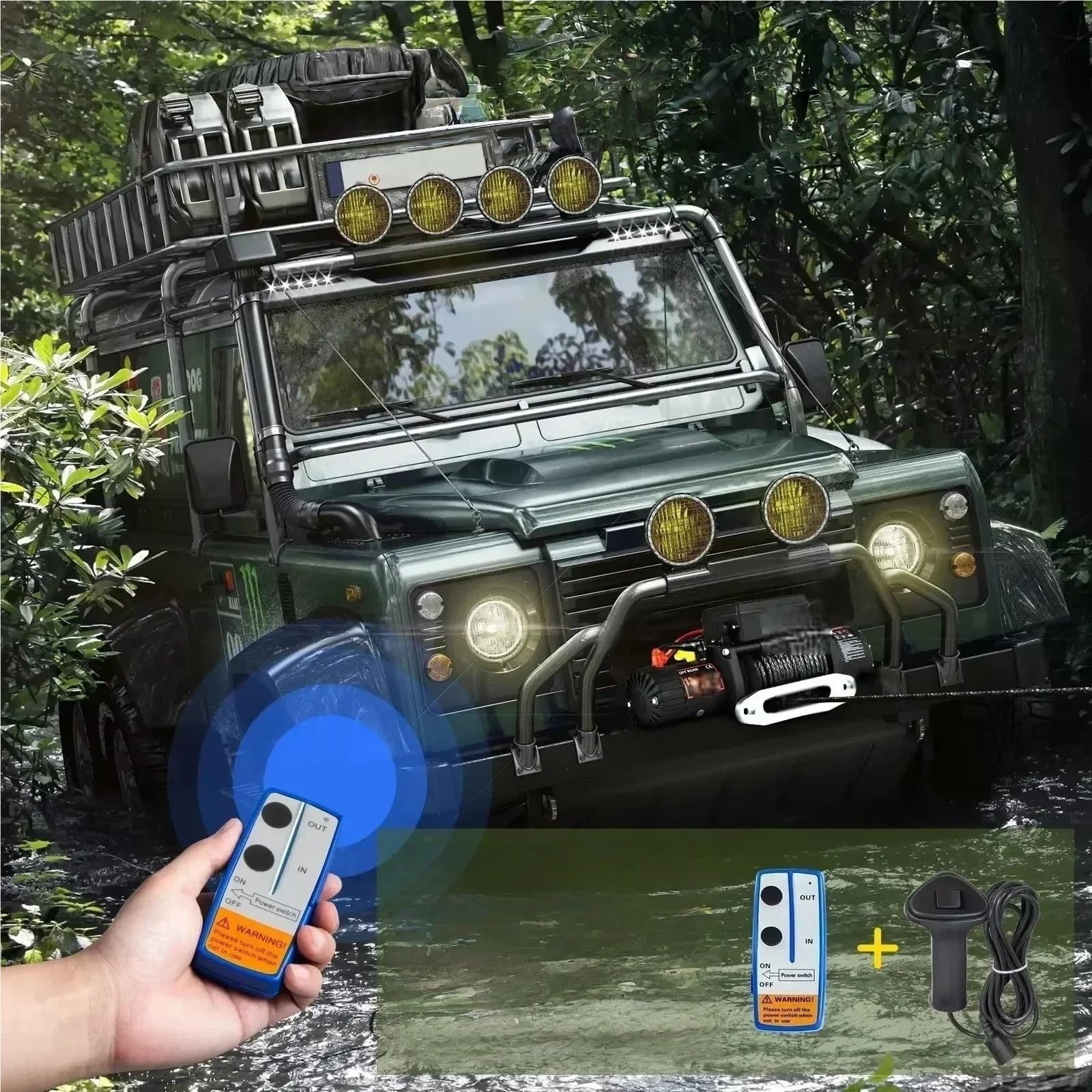 Wciągnik łańcuchowy 13500LB/ 6123KG 12V Elektryczna Wciągarka Z Kabestanem Lina Syntetyczna Ze Stopu 92 24M Do Samochodu Terenowego 4x4/ATV/łódź/podnośnik Przyczepą