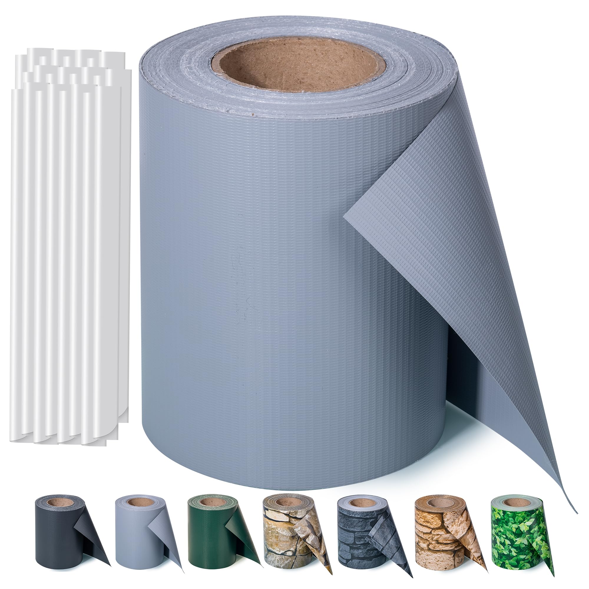 Zichaojia Sichtschutzstreifen Zaun 50 m x 19 cm inkl.30 Clips, PVC Sichtschutz Zaunfolie Sichtschutzstreifen Doppelstabmatten für Gartenzaun (50 m x 19 cm, Grau)