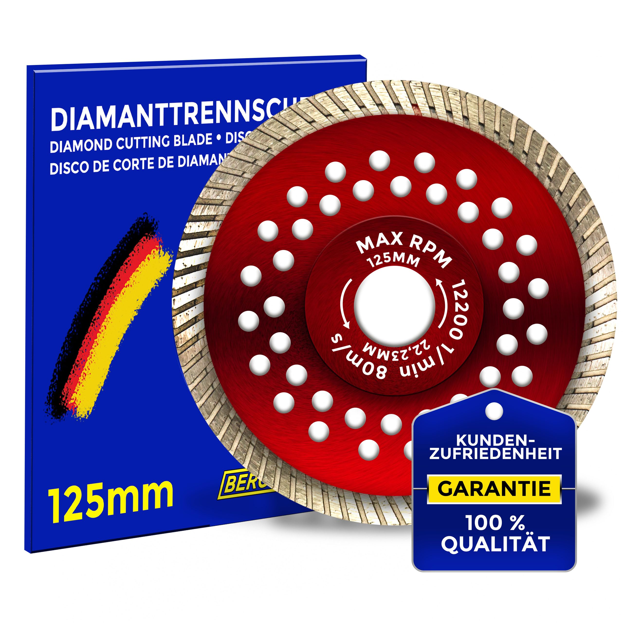 BERGMANN ® Disco de diamante de 350 mm de diámetro para hormigón armado, hormigón, granito, piedra, mármol, ladrillo, etc. Disco de corte de diamante para amoladora angular Bosch Makita Metabo