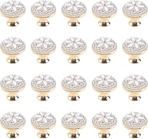 Bitray Pomo de puerta de cajón con forma de flor con tornillos, paquete de 20 unidades