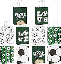10pcs Party Gift Bags, Gift Bags, Paper Bags with Handle, Gift Bags for Girls, Colorful Gift Bags (Football)