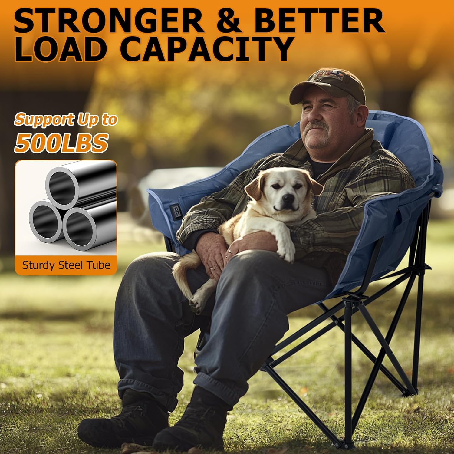 LILYPELLE Oversized Heated Camping Chair, Patio Lounge Chairs with 3 Heat Levels, Portable Folding Heated Chair Round Moon Saucer Folding Lawn Chair Outdoor Chair for Camping, Lounge Patio - Image 6