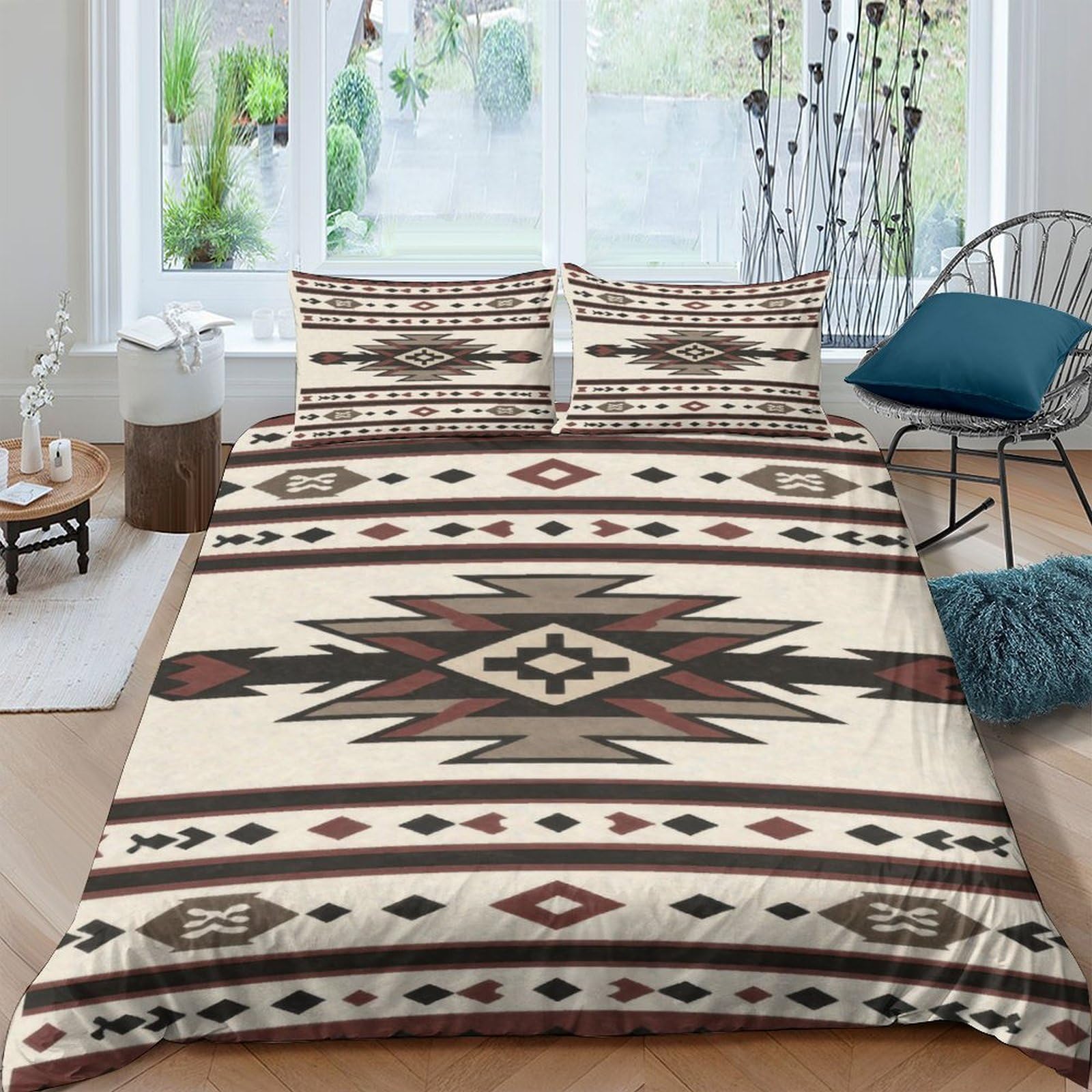 Ctjqhvkz Style-8 3D Printed Aztec Geometric Fitted Sheet Microfiber Soft Breathable Tribal Pattern Mattress Cover For Bedroom Dorm Decor Single（135X200cm）
