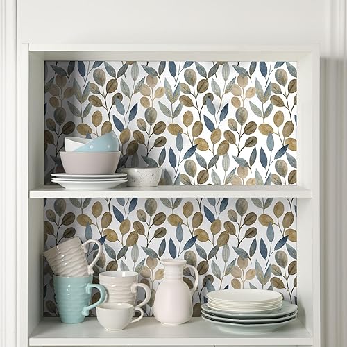 Miniatura 5 de MIAHOM - Papel tapiz de hoja dorada para despegar y pegar, moderno, autoadhesivo, botánico, impermeable, de vinilo, extraíble, floral, grueso, apto