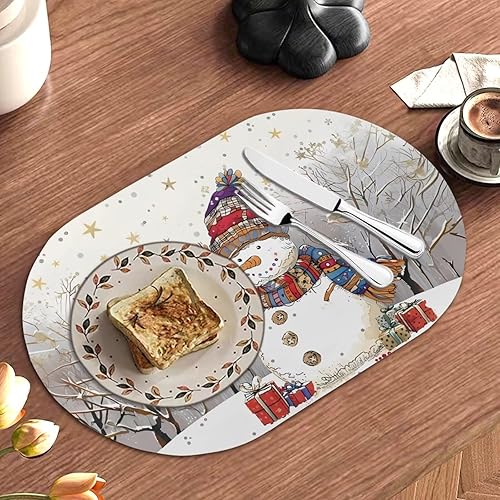 Miniatura 35 de Heat Resistant Placemats Oval Placemats Set of 6 Leather Washable and Wipeable Non Slip Place Mats, Waterproof Modern Dining Table Mats, Oval Floral