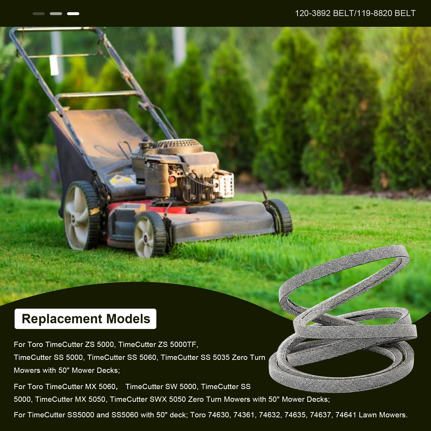 Amazon.com : Honoyam 120-3892 119-8820 Mower Drive Belt 50 inch 1