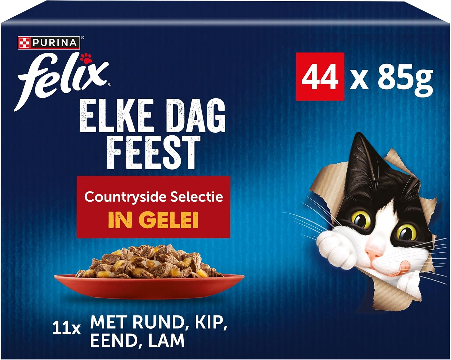 Felix Elke Dag Feest Vlees - Katten natvoer - (44 x 85g)