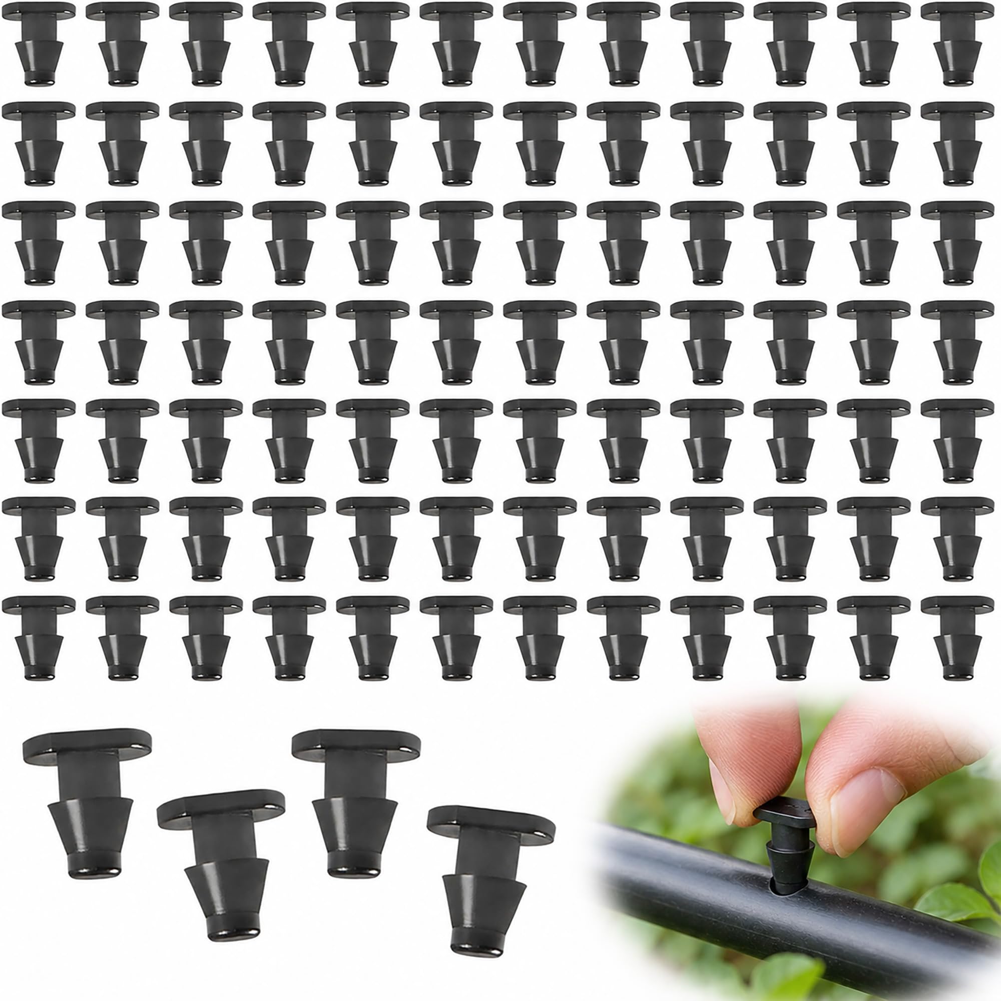 100 Pcs Drip Irrigation End Plugs, Push-in 4/7 mm (4mm) Barbed End Plugs