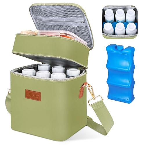 PIIOSER Breastmilk Cooler Bag with Ice Pack Green