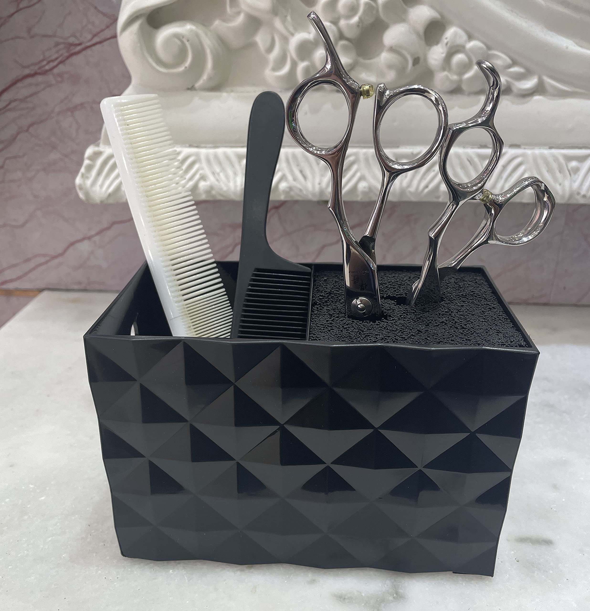 Acryl-Scherenhalter Für Friseure – 15,1x8x10,5 Cm, Organizer Für Scheren, Kämme & Bürsten, Weiß