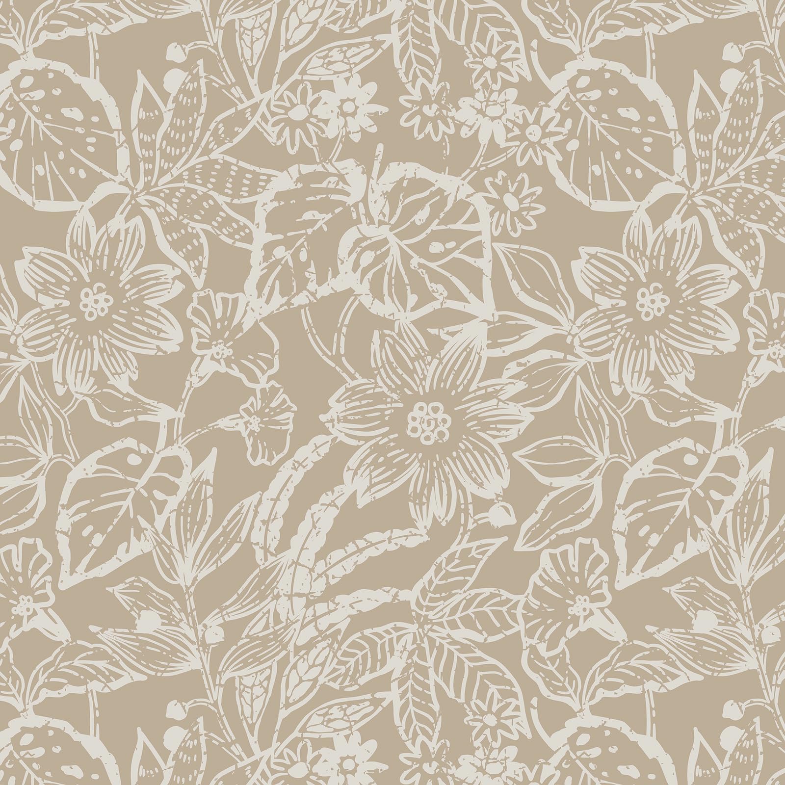 Yomshi Peel and Stick Wallpaper Boho Floral Wallpaper 44 x 300 cm Sticky Back Plastic Roll Brown Contact Paper for Drawers Bathroom Living Room Textured Waterproof Removable