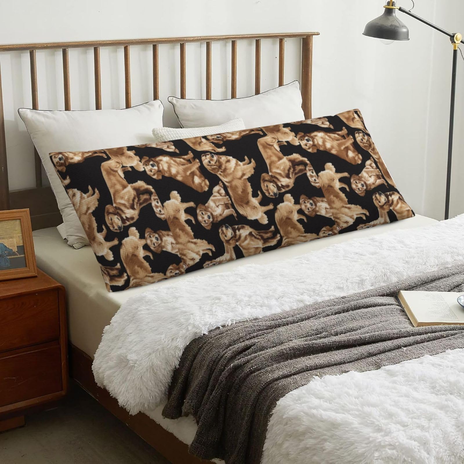 Golden Retrievers, Body Pillow Cover with Zipper,Long Body Pillowcase 20 x 60 in
