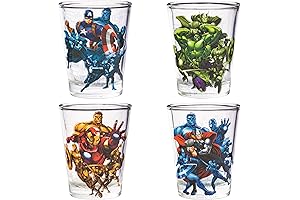 Silver Buffalo Marvel Team Avengers (3-oz, Set of Four Glasses)