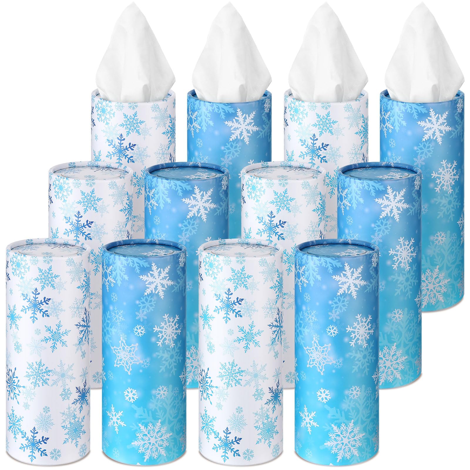 Fourluoo 12 Pack Car Tissue Cylinder Holder Bulk with 3 Ply Facial Tissues Round Napkin Holders for Cup