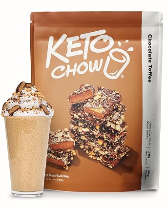Keto Chow Chocolate Toffee Meal Replacement Shake Powder, 21 Meals
