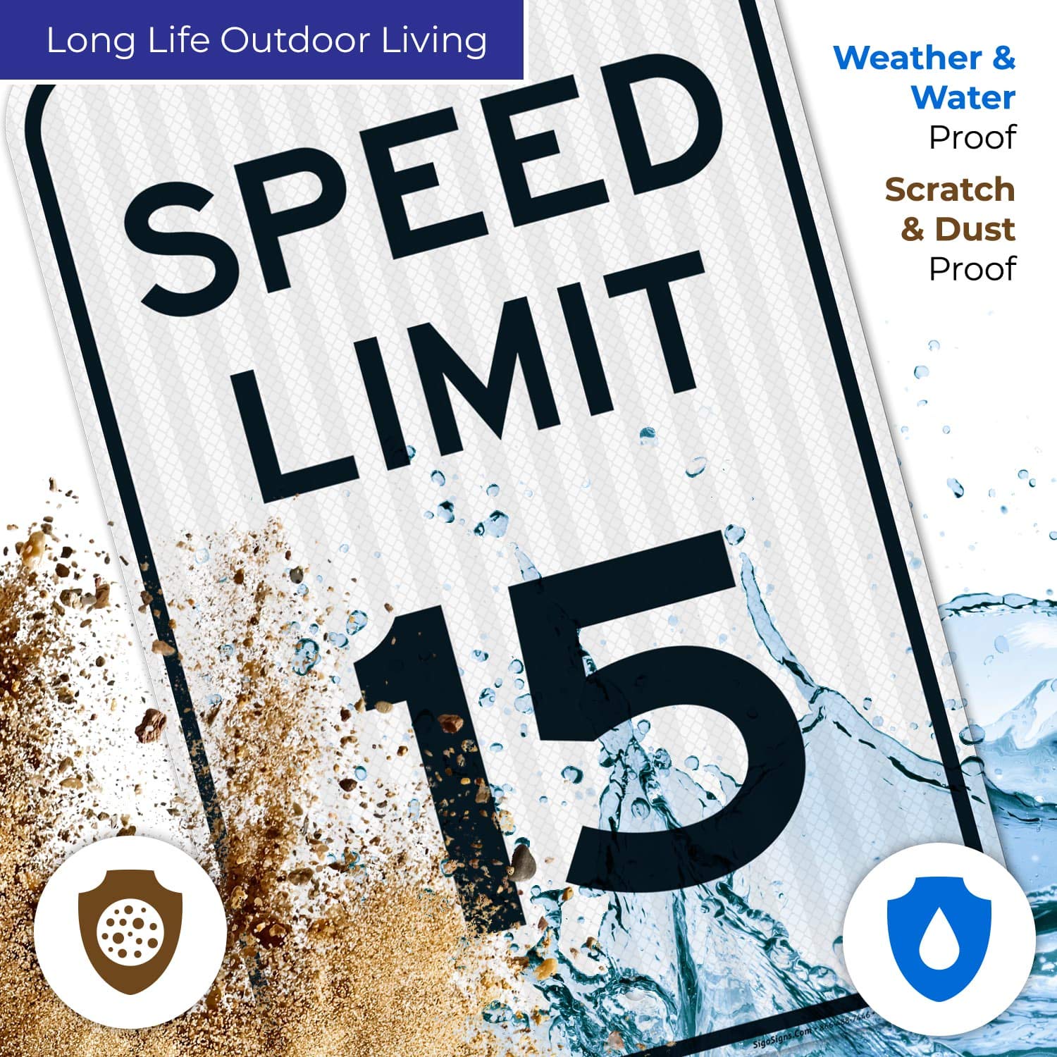 Speed Limit 15 MPH, (4 Pack) Large 12x18 3M Reflective (EGP) Rust Free .63 Aluminum, Weather/Fade Resistant, Easy Mounting, Indoor/Outdoor Use, Made in USA