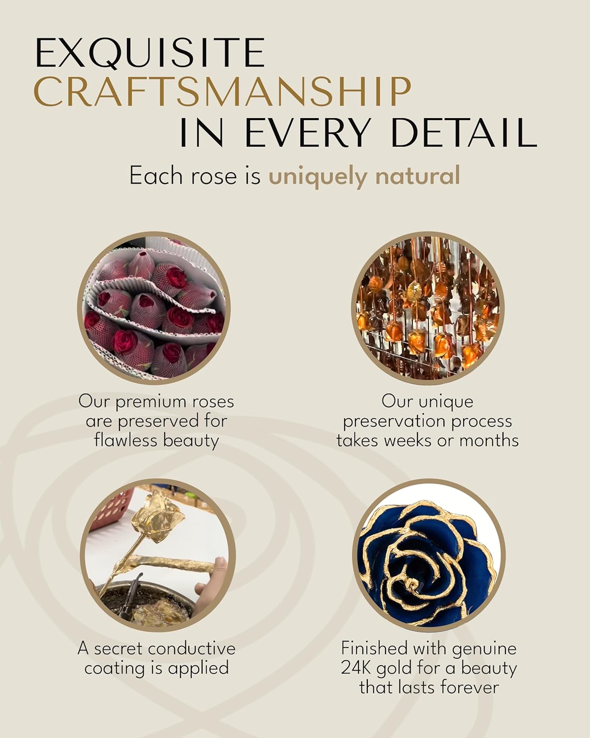 Forever Rose Hand-Dipped in 24K Gold, Sapphire-Inspired September Birthstone with Sparkles, Real Rose in Luxury Gold Gift Box & Clear Glass Bud Vase, Perfect Ready for September Birthday -Any Occasion - Image 7